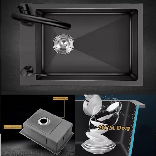 304 Stainless Steel Square Bar Sink with Soap Dispenser - Compact 38x30cm Kitchen Dishwashing Sink for Home, Durable, Stylish, Space-Saving Design, Easy to Clean