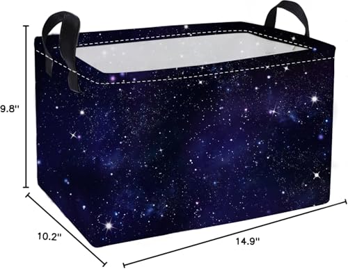 Image of Essme Rectangular Space Basket,Kids Storage Bins Organizer with Handles for Girls Room Decor, Gift Basket,Shelf Basket.(Space)