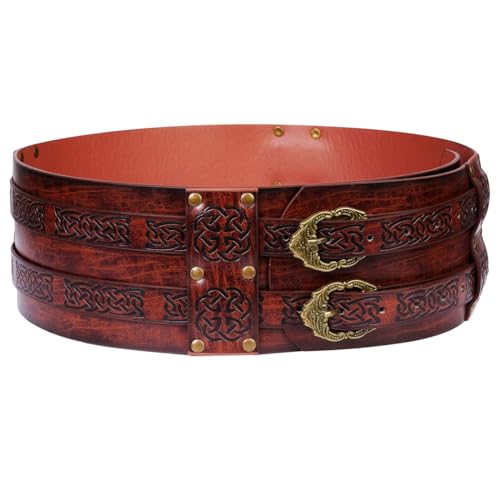 Medieval Viking Armor Corset Belt, Faux Leather Knight Warrior Pirate Costume, Adjustable 38.2-50’’ Waist2