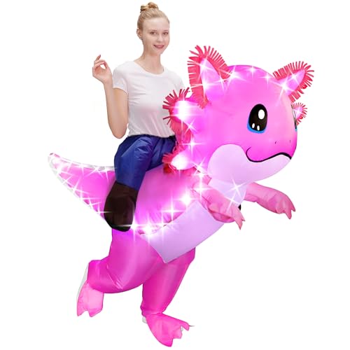 Stegosaurus Inflatable Axolotl Costume for Adult with Light Up LED,