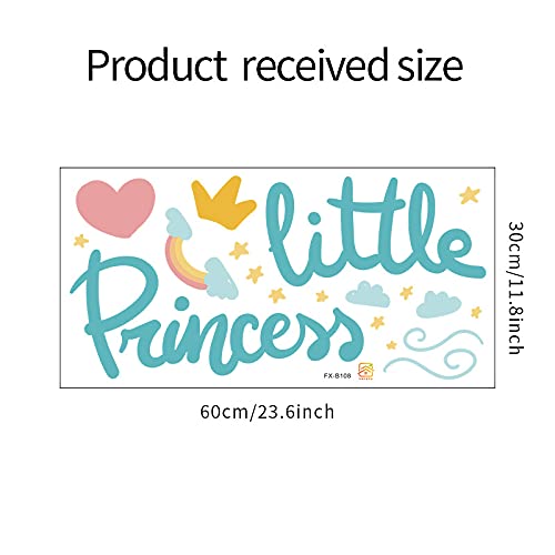 Image of Little Princess Sign with Crown Heart Wall Art Sticker for Girls Room Playroom Baby Nursery Wall Decoration Bedroom Door Study Boho Nursery Wall Decoration Playroom Decor