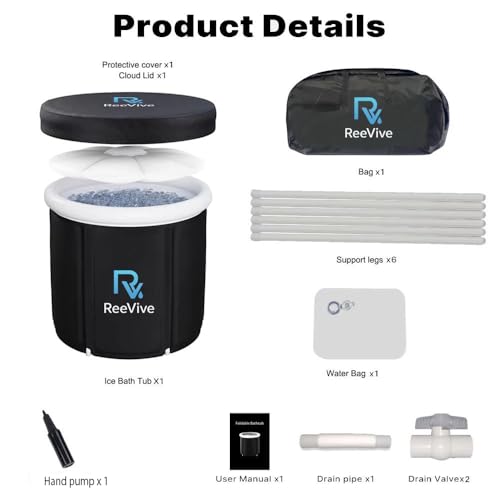Reevive 370L Portable Ice Bath Cold Plunge Tub with Dome Lid & Cloud Pillow, Dual Valves for Chiller/Filter, Outdoor Recovery Tub with Cover for Athletes & Home Use - Image 4