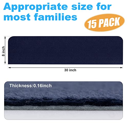Celion Non-Slip Carpet Stair Treads For Wooden Steps, 8" X 30" 15Pcs Indoor Self-Adhesive Safety Rug Slip Resistant Stair Treads Carpet Runner Mats For Elders, Kids, Pets (Navy Blue) #TOP5