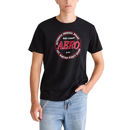 Aeropostale 87 Circle Graphic Tee, Dark Black, XS
