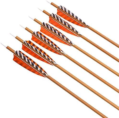 Elong 30" Archery Carbon Arrows Wood Camo Shaft Spine 600/700 Recurve Bows Turkey Feather Arrow