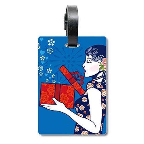 Étiquette bleue style culture chinoise pour valise et sac de croisière femme