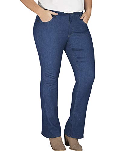 Dickies Women's Perfect Shape Denim Jean-Bootcut Stretch Plus Size, Stonewashed Indigo Blue, 24WRG