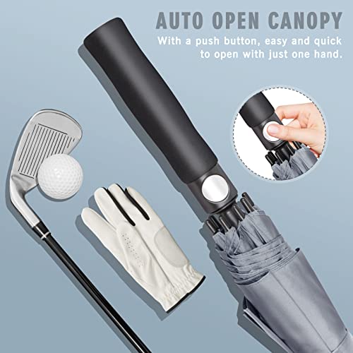 Zomake Large Golf Umbrella 62 Inch - Double Canopy Vented Golf Umbrellas For Rain Windproof Automatic Open Golf Push Cart Umbrella Oversize Stick Umbrellas For Men Women(Grey) #TOP3