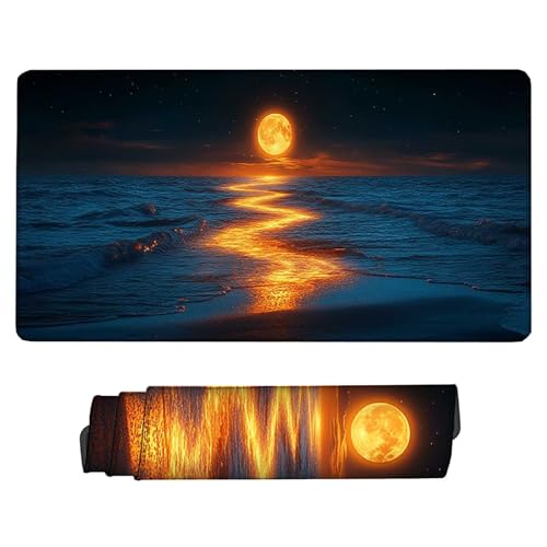 Tapis de souris xxl lune noir imperméable contre rayures de bureau - 2
