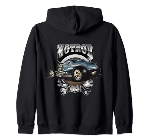 Retro Hotrod, Custom Car Enthusiasts, Men's Vintage Hotrod Zip Hoodie