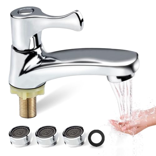 GZYYANG 1 PCS Robinet Lave Main Eau Froide, Monocommande robinet lavabo, Robinet Eau Froide Lave Main, Mitigeur Lavabo Avec 3 Têtes De Filtre