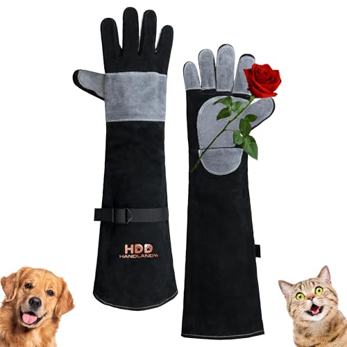 HANDLANDY 24 Inches Animal Handling Gloves Bite-Proof, Scratch-Resistant, Durable Pet Gloves for Dogs, Cats, Falconry 24 Inches Black-gray