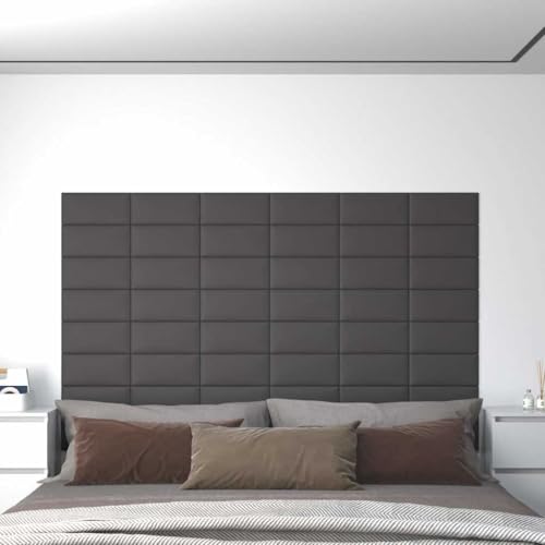 Pannelli da soffitto da parete imbottiti, 12 pezzi, grigio, 30 x 15 cm, in ecopelle, 0,54 m², rivestimento da parete per soggiorno, cucina, ufficio