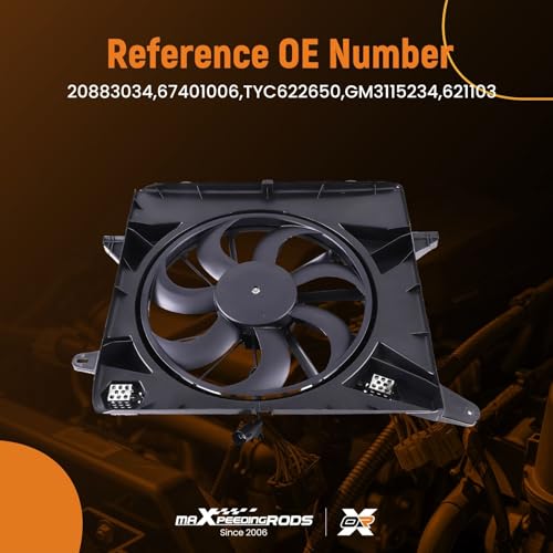 Image of maXpeedingrods Radiator Cooling Fan Assembly for Cadillac SRX Single Fan 2010-2016, 20883034 TYC622650 GM3115234
