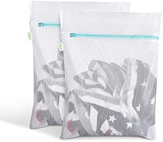 OTraki Mesh Laundry Bag with Zip for Washing Machine 16 x 20 inch 2 Pack Delicates Wash Bags Fine Laundry Net Washing Bag for Sweater Dress Garment Blouse Dirty Clothes College Dorm Travel Organizer