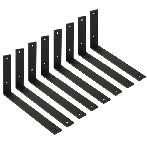 Shelf Bracket 8 Pack 10" Lx6 H 5mm Thick Heavy Duty Frost Black L Brackets
