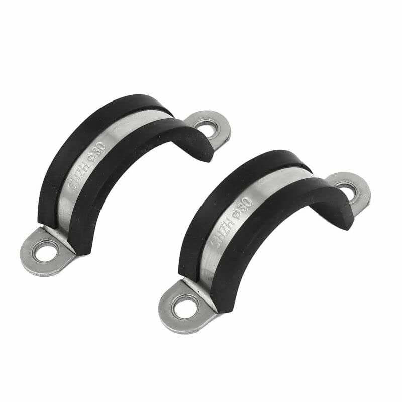 Tool parts 30mm EPDM Rubber Lined U Clip Cable Wire Hose Pipe Clamps 5 Pcs