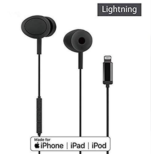 in-Ear Lightning Earphones Earbuds Headphones-Mic and Volume Remote and Noise Isolation, MFI-Certified, Compatible