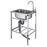 Lavello indipendente: utilizzabile in qualsiasi ambiente per soddisfare diverse esigenze. Accessori completi, rubinetto, tubo di scarico a S, valvola ad angolo, impediscono che residui di cibo e sporco ostruiscano il tubo di scarico e prevengono la formazione di cattivi odori.