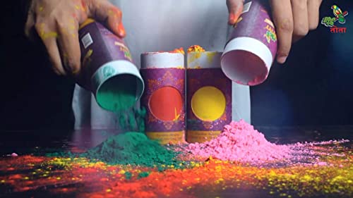 Image of Popper for Holi Wedding Birthday Baby Shower and Other Parties ? Herbal Holi Colours - Light Red, Yellow, Green and Blue Gulal (Holi Gulal Pack of 3)