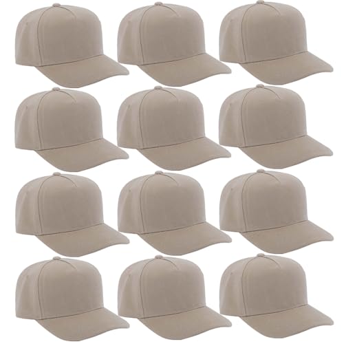 Image of 12 Pack Seamless Baseball Caps Wholesale Bulk - No Center Seam, DIY Friendly, Adjustable Breathable Lightweight for Men Women