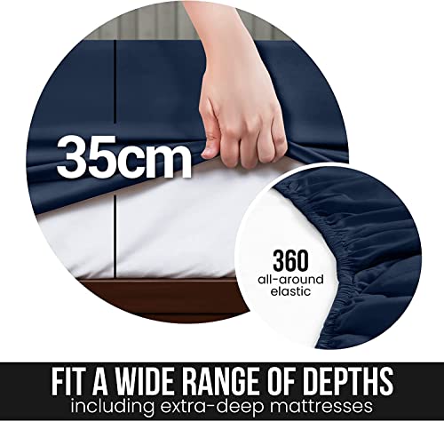 Utopia Bedding 4 Piece King Bedding Set - Duvet Cover, Fitted Sheet with Pillow cases - Soft Brushed Microfiber (Navy) - Image 2