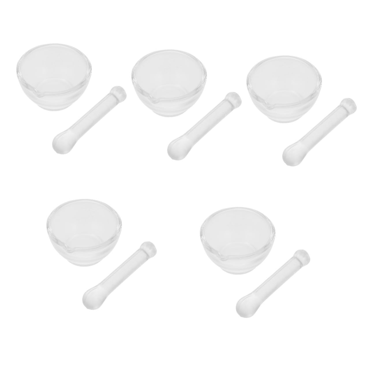 5sets Marble Mortar Pestle Glass Bowl and Pestle Easy Cleaning Lab for Fine Powder Grinding