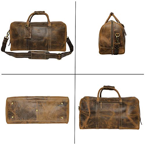 Leather Travel Duffel Bag - Airplane Underseat Carry On Bags By Rustic Town (Brown)