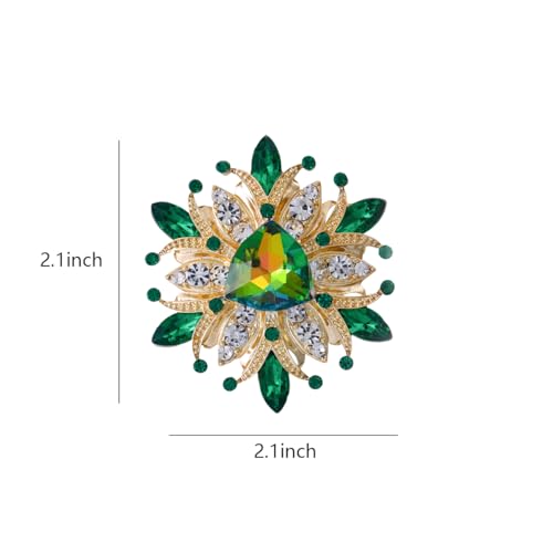 Image of Large Crystal Flower Brooch Pin for Women Red purple pink green Rhinestone Flower Lapel Pin Wedding Party Birthday Dance Banquet Dress Suit Ceremony Clothes Hat Bag Accessories Jewelry