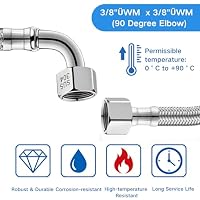 2 Stück Flexschlauch 3/8" Üwm X 3/8" Üwm (90° Bogen),20CM Flexschlauch Edelstahl,3/8 Zoll Flexibler Panzerschlauch mit 90° Bogen,WasserhahnSchlauch für Wasserhahn Eckventil Wassererhitzer Bad WC – Ansicht 4