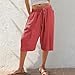 AKTCVVJ Women Capri Pants Drawstring Cotton Linen Capris Casual Fashion Capri Pant Summer Vacation Capris with Pockets Watermelon Red