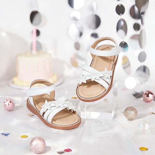 Image of Flaryzone Girls Sandals Open Toe Summer Flats Dress Sandals Shoes Toddler /Little Kid