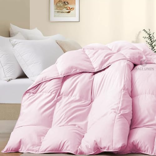 Image of 500 GSM Winter Blanket /Comforter King Size (92 inchX106 inch) - Unique Design Heavy Winter Quilted Comforter 500 GSM Microfiber Fill -Rajai King Size - Baby Pink Color