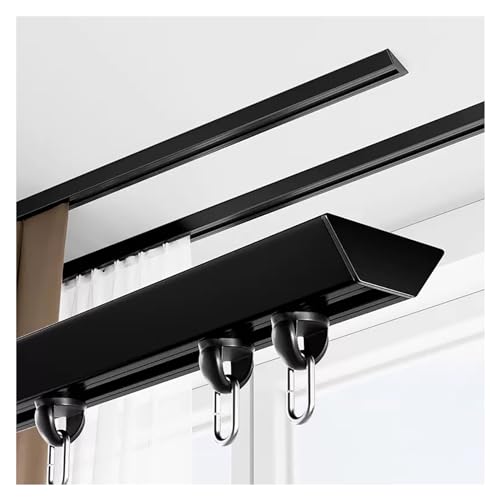 Rieles de cortina y accesorios para montaje en techo, barra divisora de habitación cortable, color blanco y negro, riel único de metal para Heav