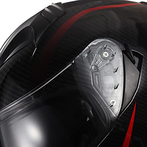 Kypara Full Face Motorcycle Helmet With Internal Tinted Visor & Dot Approved For Moped Atv Cruiser Scooter (Bright Red, Large) #TOP4