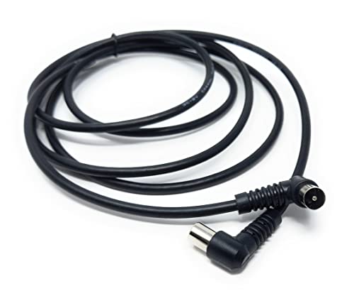 DRUT 2m TV RF Right Angle 90' Male Plug to Male Plug Coaxial TV Freeview Cable Lead 75 Ohm (6.5ft, Black) - Image 4
