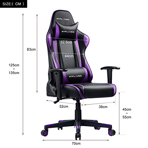 Image of GTPLAYER Gaming Chair with Footrest, Big and Tall Game Chair High Back Computer Office Chair with Lumbar Support for Adults, Ergonomic Swivel Games Chair with Cushion Gaming, Purple