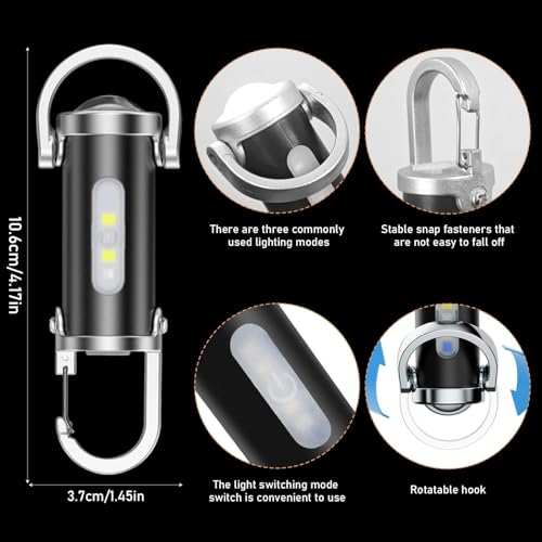 TaimeiMao Superhelle Mini-Schlüsselanhänger, Superhelle Mini Led Taschenlampe,1200 Lumen 6 Modi LED Licht, Für Haushalt Outdoorarbeit Reisen Camping