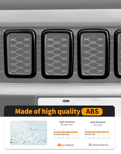 Image of Hoolcar Front Grill Mesh Inserts Compatible with Jeep Grand Cherokee 2017-2020 Clip-on Grille Inserts Cover Trim Exterior Accessories, Black