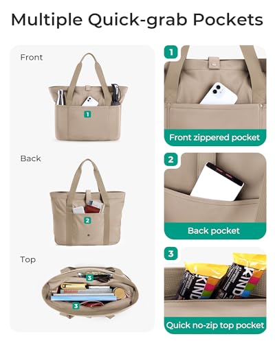Image of BAGSMART Tote Bag for Women, Foldable Tote Bag With Zipper Travel Shoulder Bag Handbag for Work