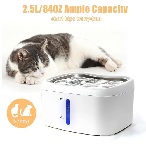 Fuente Bebedero Automático para Gatos Acero Inoxidable 2.5L miniatura 2