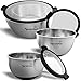 FGS Kitchen Mixing Bowl Set - Stainless Steel Mixing Bowls with Transparent Lids - Set of 3 Premium Non-Slip Nesting Bowls for Cooking, Baking, Serving and Storage