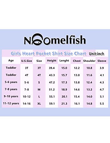 Noomelfish Girls Short Sleeve Heart Pocket T-Shirts Casual Cotton Tee Tops Blouse, Gold Yellow, Size 9-10 Years #TOP1