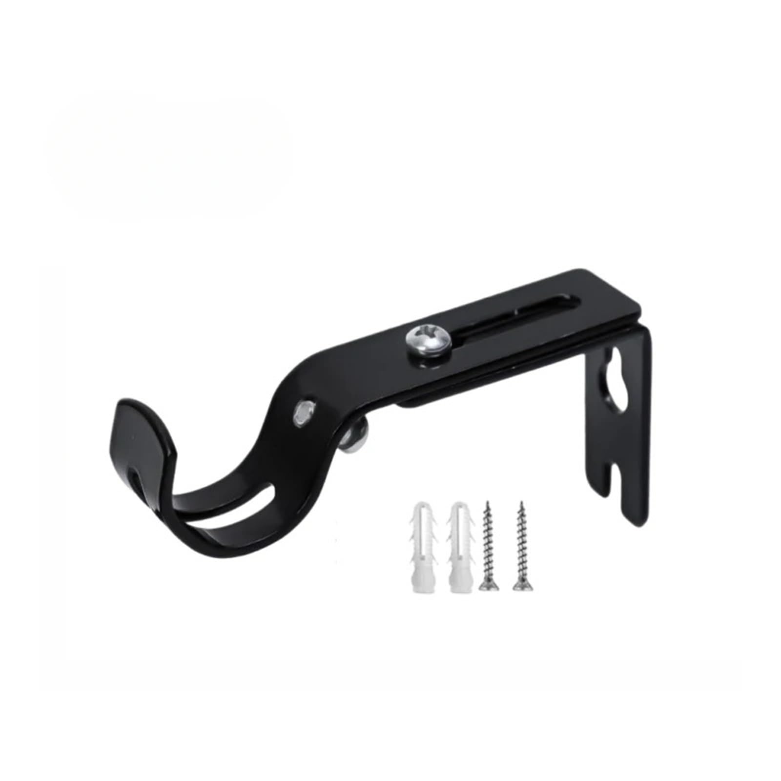 Gbrcen Curtain Rod Brackets 4Pcs Adjustable Extendable Durable Window Curtain Rod Holder With Screws Wall Bracket Hanging Hooks Furniture Hardware Tools(Black)