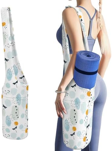 Niapessel Yoga Mat Bag, Yoga Mat Bags for Women, Dragonflies And Colorful Spots Print Yoga Mat Holder Bag Carrier Large with Pockets Yoga Accessories Yoga Gifts for Women And Yoga Lover