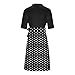 Women Polka Dot Midi Dress Short Sleeve Mock Neck Patchwork Tie Waist Dresses Business Casual Summer Fashion Outfit S-2XL