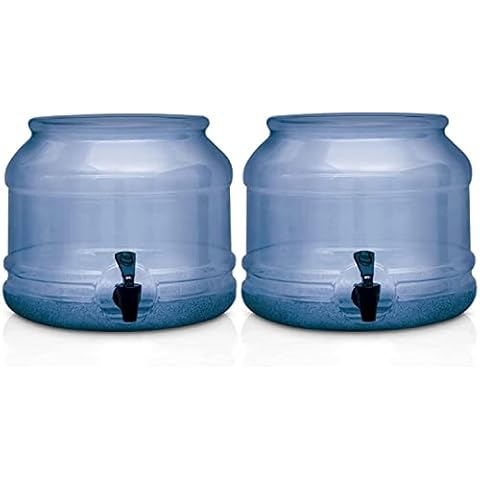 Blue Plastic Water Jug Dispenser Base with Spigot for 5 Gallon Water Bottle, BPA Free Water Dispenser for Stand or Countertop, Set of 2 Cover