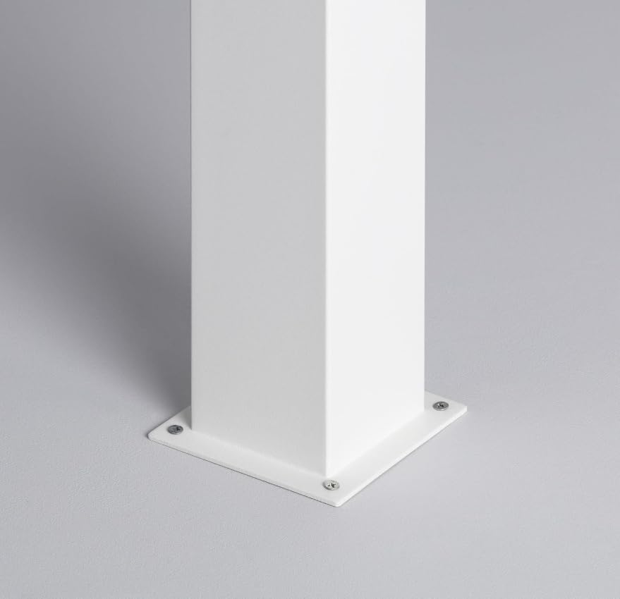 Dopa Dopastore Lampione Palo da Terra Attacco E27 Design Cilindro Quadrato Portalampada Moderno Alluminio Altezza 74CM da Esterno (Bianco)