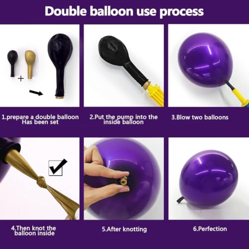 Image of Purple and Black Balloons Dark Purple Balloon Garland Arch Lavender Lilac Kit For Wednesday Birthday Halloween Vampire Retirement Graduation Prom Party Decoration
