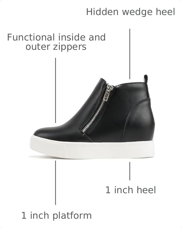 Image of Soda Taylor Hidden Wedge Sole Booties Ankle Heels Sneaker Shoes Side Zipper